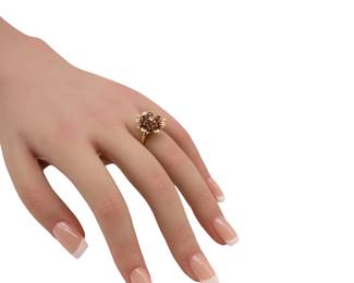 Vintage 14k Yellow Gold Ruby And Diamond Flower Ring