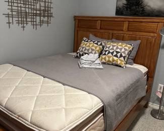 Rustic wooden queen, size bed