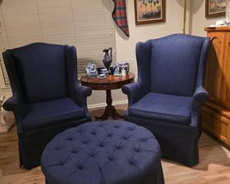 Navy Chairs Foot Stool Round Table Ceramics