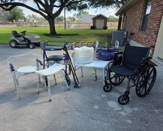 Walker, Wheelchair, shower chair, toilet seat risers,etc.