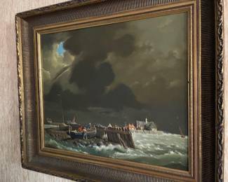 Beautiful antique sea scape in antique frame