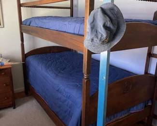 Wonderful wood bunk bed set- can be converted to two twins.  Ladder included