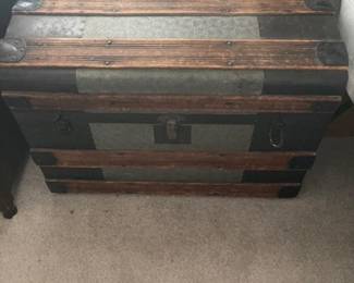 Antique wood and metal trunk