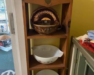 Cute wood shelf, Pyrex, primitives
