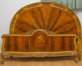 Drexel ~ French Provincial Flame Mahogany full size head and footboard w/rails:  $480.00