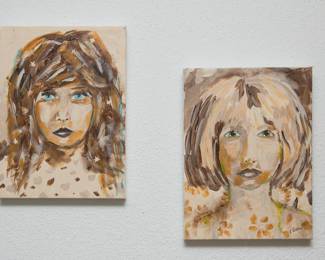 Original oil paints:  Left to right:  "Eyes of Green":  $48.00.  "Make Peace with Reflection":  $30.00