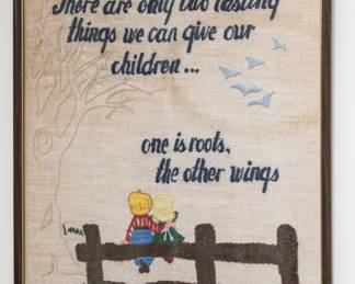 Framed embroidery:  $30.00
