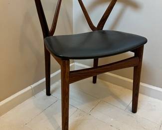 HENNING KJAERNULF/ Bruno Hansen. 'Wishbone' Chair; teak & leather. 1960's Denmark