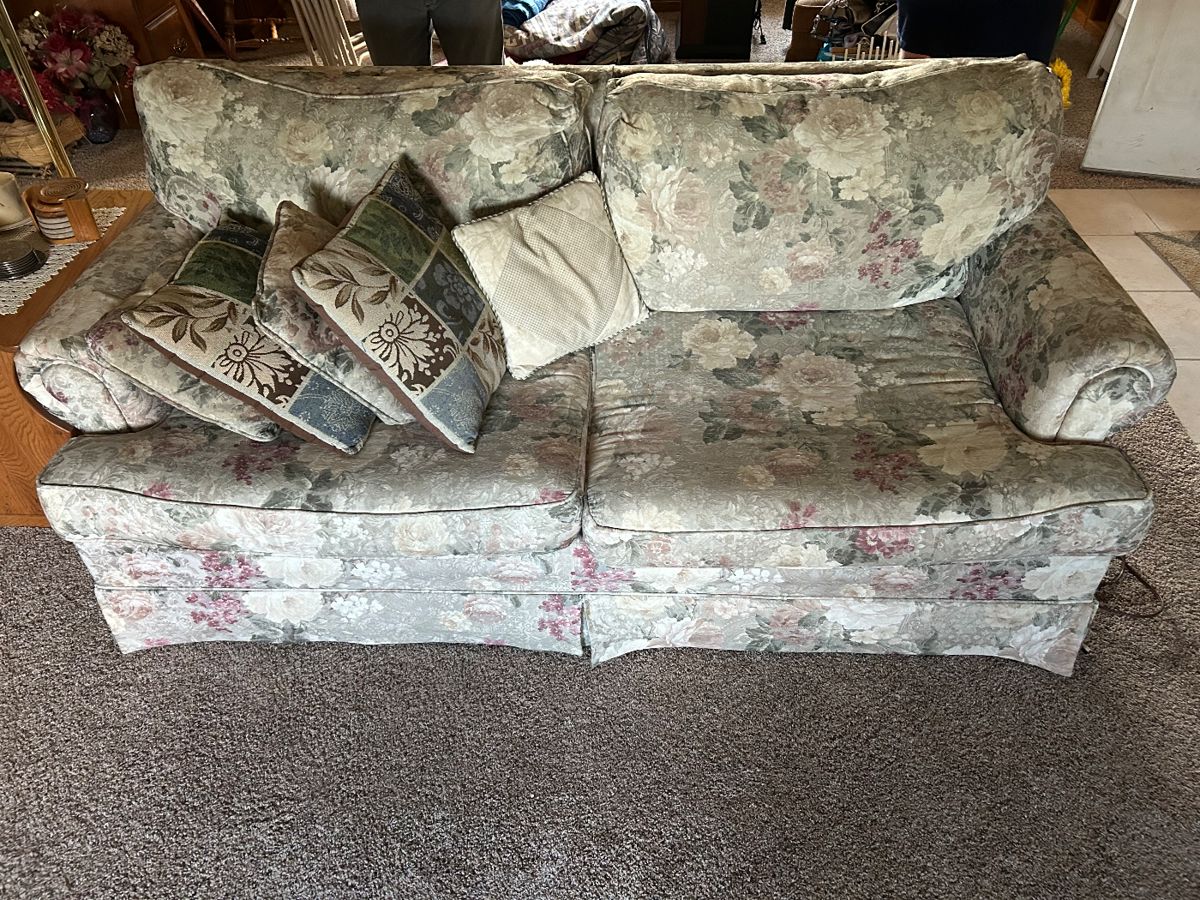 Floral Upholstered Sofa Sleeper 