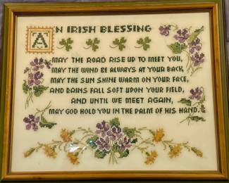Framed Cross Stitch of "An Irish Blessing"