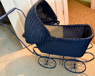 Vintage Wicker Doll Carriage