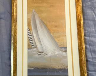 Framed and Matted Art "Veleros I" by Patricia Pinto