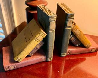 Set of Faux Wood, Book Shaped, Bookends