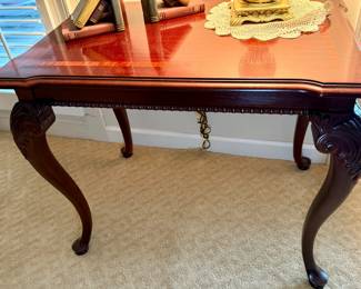 Side Table with Detailed Cabriole Legs and Pull-Out Writing Tray