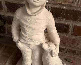Boy and Dog Sculpture by Dee Crowley (1985) Created by Austin Products