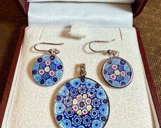 Sterling silver Murano glass millefiori jewelry