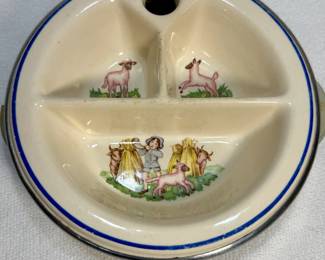 Vintage "Little Boy Blue" Child's Warmer Plate by Bartsch Manufacturing Company