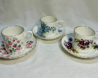 Regency Fine Bone China "The Butchart Gardens" Pattern Cups and Saucers