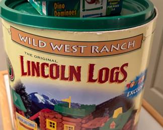 Lincoln Logs Wild West Ranch Building Set  and Two Boxes of Dominos