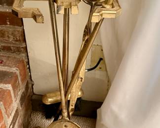 Brass Fireplace Tool Set and Stand