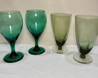 Vintage Green Wine/Water Goblets