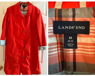 Lands' End Women's Red Trench Coat