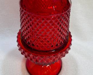 Ruby Red Two Piece Glass Candle Holder