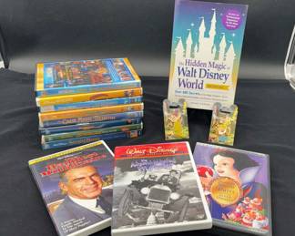 Beloved Disney DVDs, Walt Disney World Book & New Disneyland Paris Dopey Trading Pins 