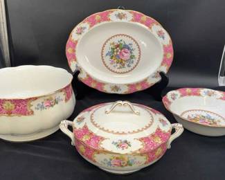 Royal Albert Bone China ‘Lady Carlyle’ Large Serving Plate, Bowl, Salad Bowl & Lidded Dish
