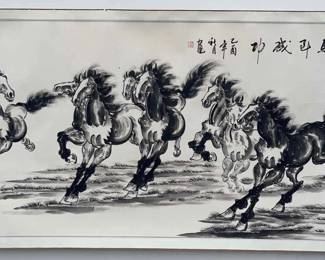 Five Hand Painted Large Chinese Scrolls