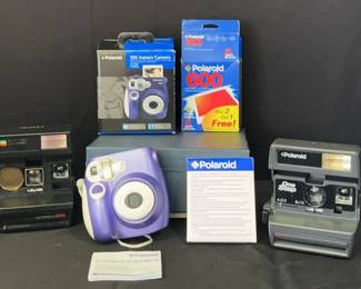 3 Polaroid Cameras & Film * 300 Instant * One Step * Auto Focus 660