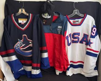 Vintage Hockey Jerseys, USA London Olympics Pullover & NEW Seattle Sonics Hat * Vancouver Canucks 