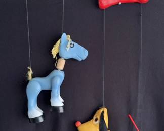 Vintage 1960s Uneeda Doll Co. Pokey Dog & Rare Horse String Puppets 