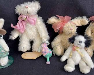 5 Vintage Bears, Bunny And Dog