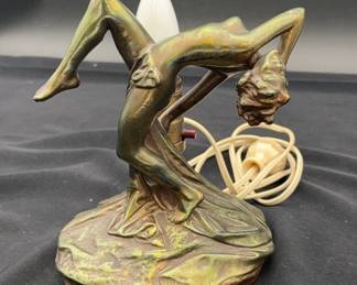 Very Rare Art Deco Dancing Nude Woman ‘Armor Bronze’ Lamp