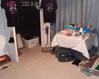 Christmas decor, racing shirts 