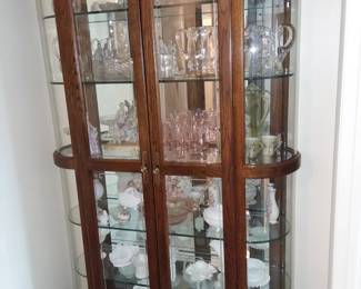 Another hutch full of Fenton, Hobnail, milk glass, misc. glassware 