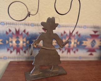 Metal Lasso-ing Cowboy Stand
