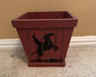 Wood Cowboy Wastebasket