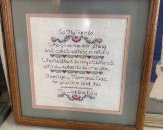 Crossstitch 'To my Parents...'