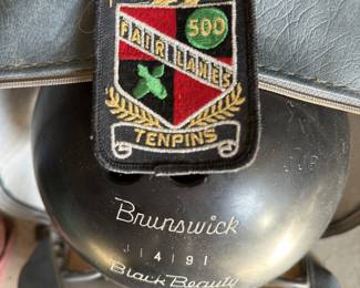 Bowling Ball, bag and badge