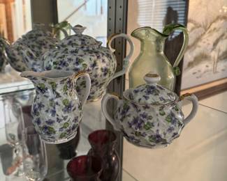 Chintz Teapot, sugar and creamer