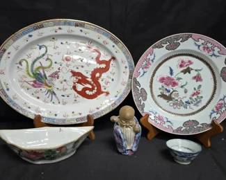 ST109VChinese Fanille Verte Platter  Ching Dynasty Kuang Hsu Circa 1885 And More