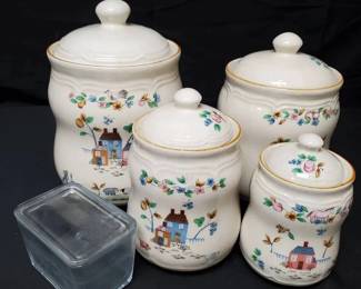 CT625Vintage Canisters And Refrigerator Box