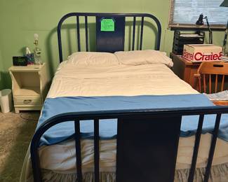 Antique full size cast iron bed frame and full size TempurPedic mattress set sold separately. 