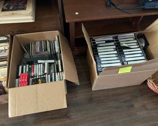 Cassettes, CDs and video tapes. All are priced to sell 