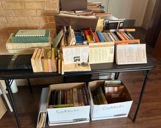 More of the large book collection, including cookbooks and gardening books 