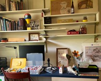 Desk top board and wall shelves