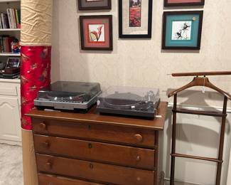 Technics Turntables, Vintage chest of drawers, gentlemen’s coat rack
