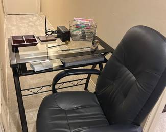Desk, office chair